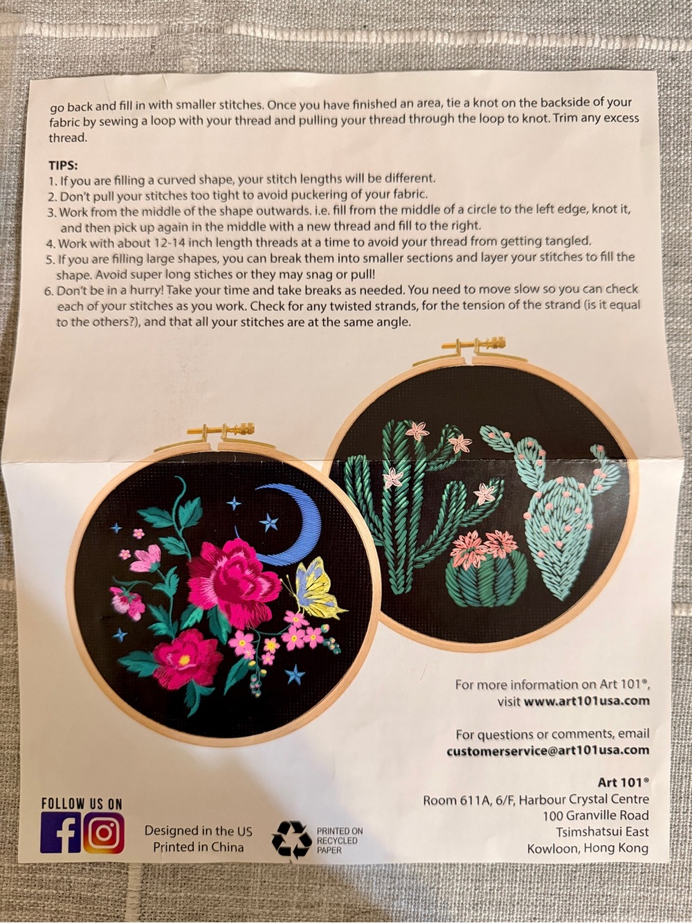 Floral & Cactus Celestial Whimsical Embroidery Wall Art Kit